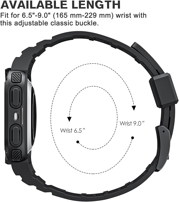 FINTIE Bands with Case Compatible with Fitbit Versa 4/3/2/1/Versa Lite/Fitbit Sense 2/Sense, Protective Case Strap Rugged Sport Band Men, Black