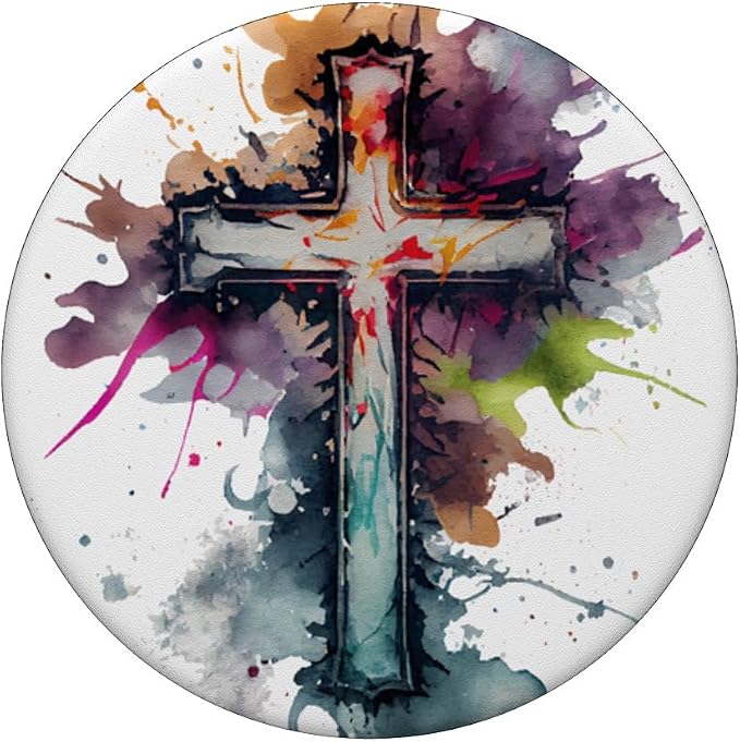 Christian Cross Watercolor Illustration PopSockets Adhesive PopGrip
