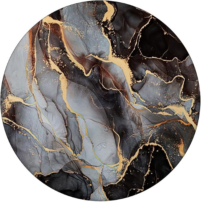 Black and White Faux Marble with Gold Accent Color PopSockets Adhesive PopGrip