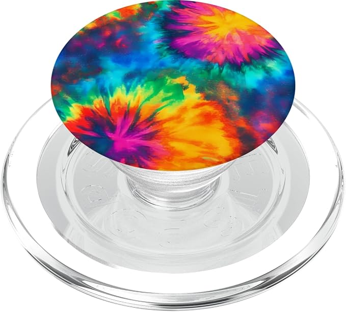 Abstract Design as Colorful Retro Psychedelic Art A Tie-Dye PopSockets PopGrip for MagSafe