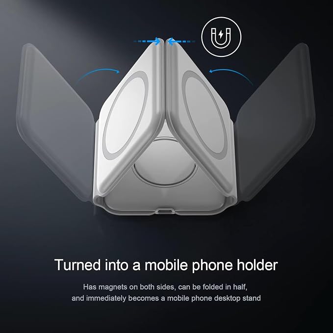 Apple Devices Charging Pad for iPhone 12 13 14 15 16 Pro Max iWatch Airpods - 3 in 1 Wireless Magnetic Foldable Travel Charger Station for Multiple Apple Devices Fast-Charging Charger Included