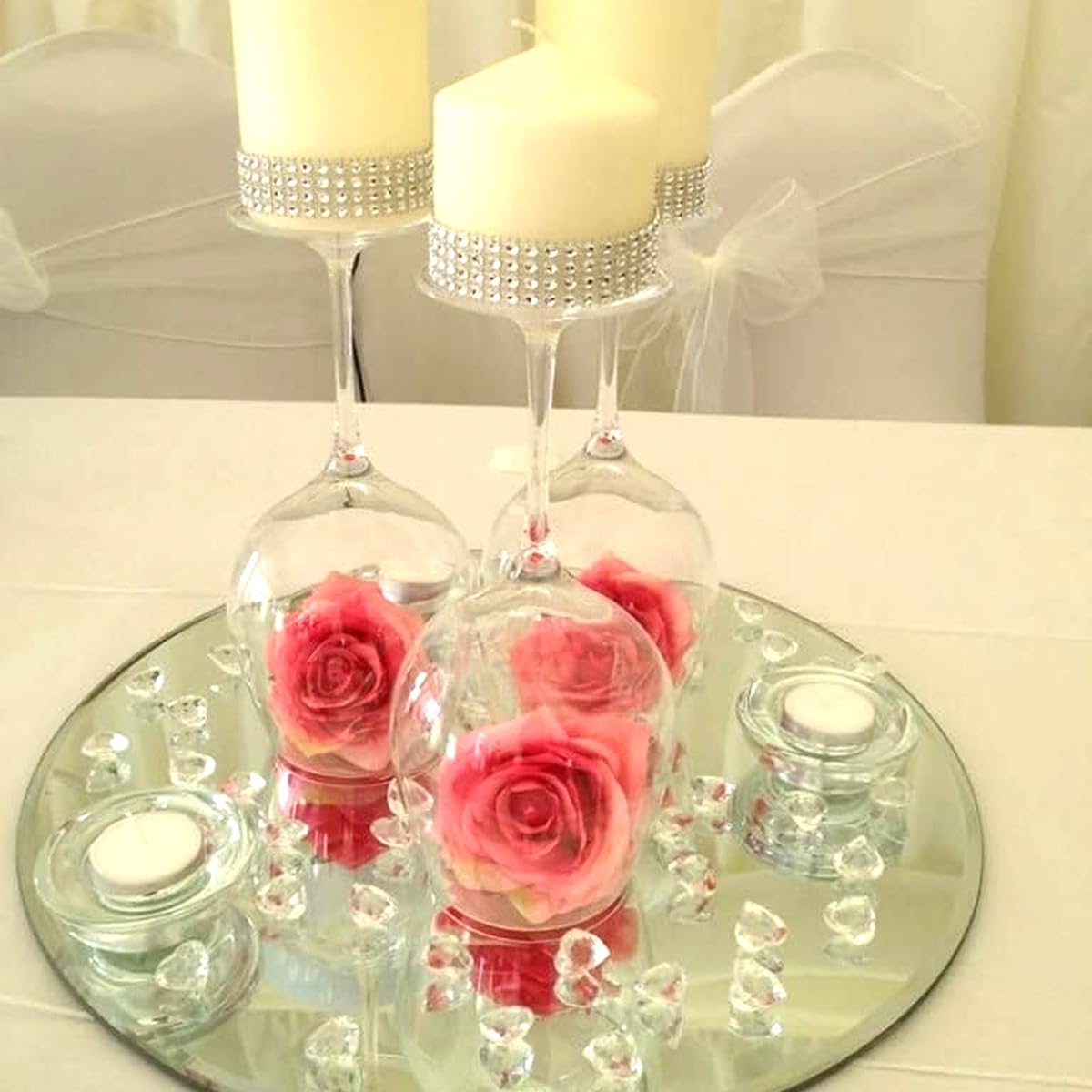 16Pack Round Mirror Centerpieces for Tables, Acrylic Round Mirror Trays Plates Decoration Circular Plate for Table Centerpiece Candles Wedding Baby Shower Christmas Party Decor Crafts (10inch)