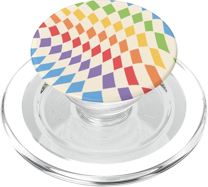 PopSockets Phone Grip – Checker Wavy Rainbow PopSockets PopWallet for MagSafe