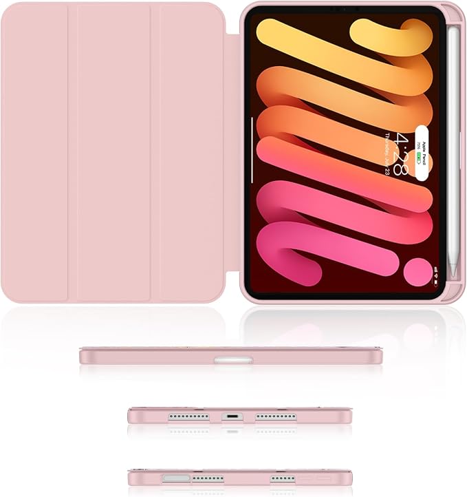 Soke Case for iPad mini (A17 Pro) 7th/ 6th Generation (Book Wine) | Built-in Apple Pencil Slot fit iPad Mini 2024 and 2021 8.3 inch Auto Sleep/Wake