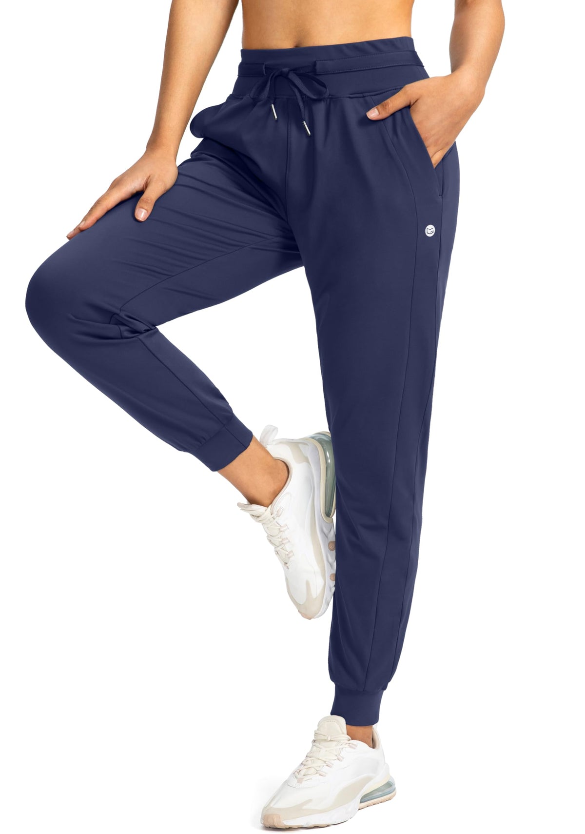 G Gradual Women's Joggers Pants with Zipper Pockets High Waisted Athletic Tapered Sweatpants for Women Workout Lounge (Navy, Medium)