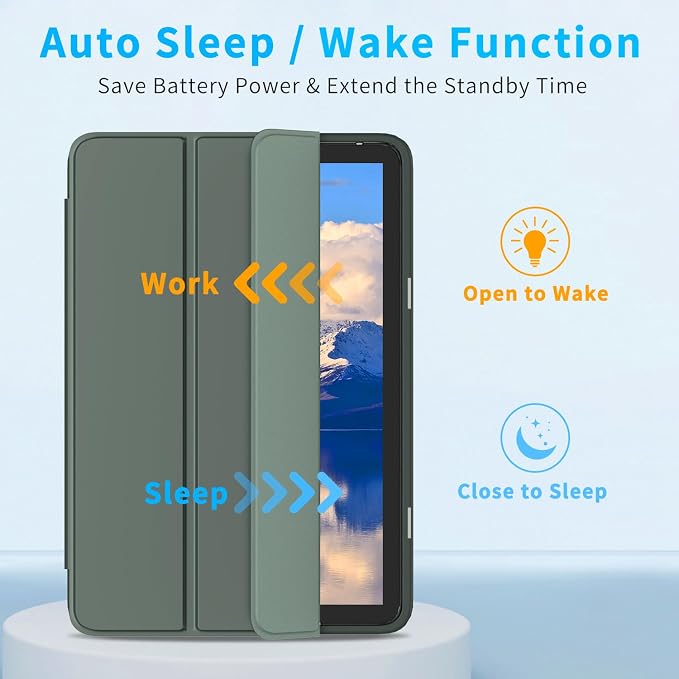 Sanyetral Tablet Protective Case with Auto Wake/Sleep Incompatible with TCL Remarkable -Dark Green