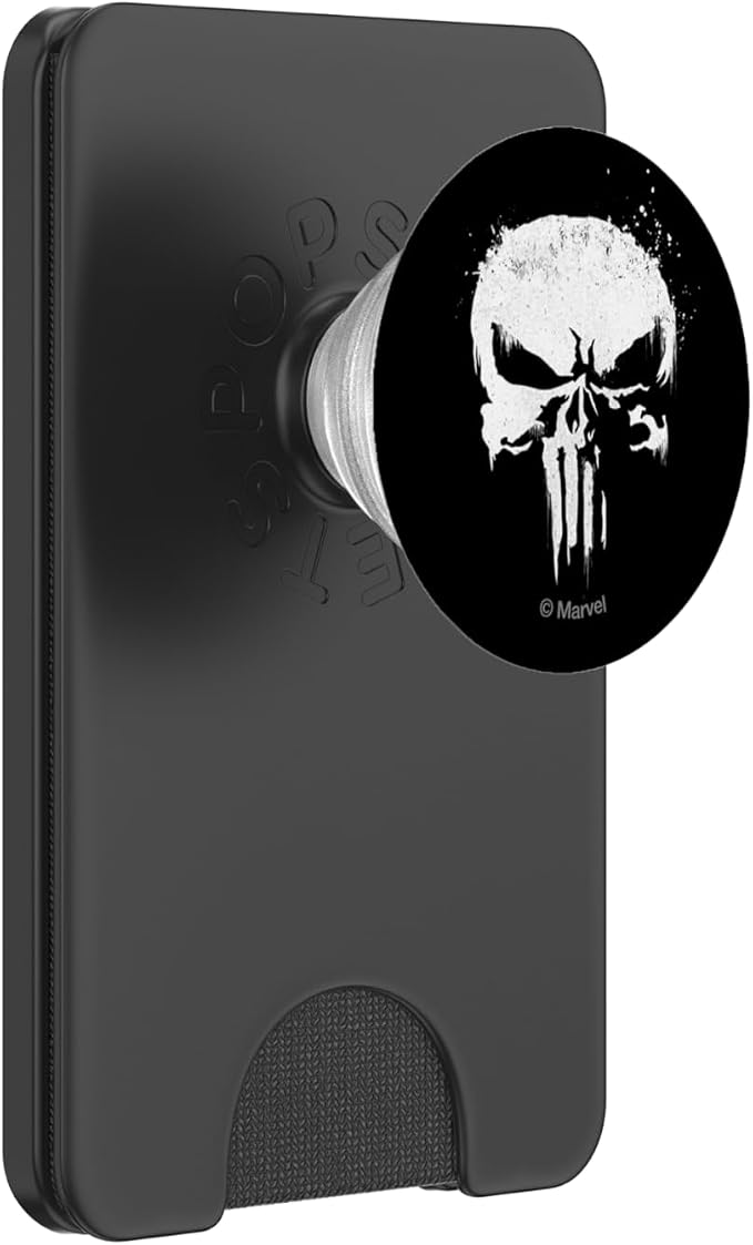 Marvel The Punisher White Ink Splatter Skull Logo PopSockets Adhesive PopGrip