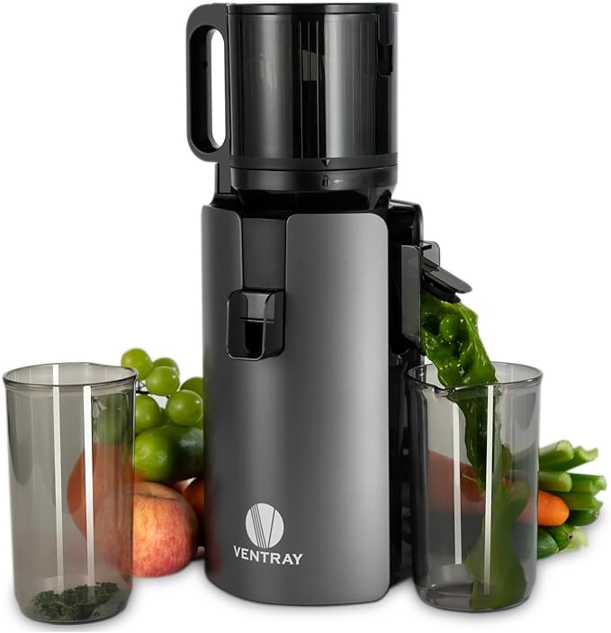Ventray Cold Press Juicer, Slow Masticating Juicer Machine with 4.7" Wide Feed Chute for Whole Vegetables & Fruits, Juice Extractor High Juice Yield, Easy to Clean
