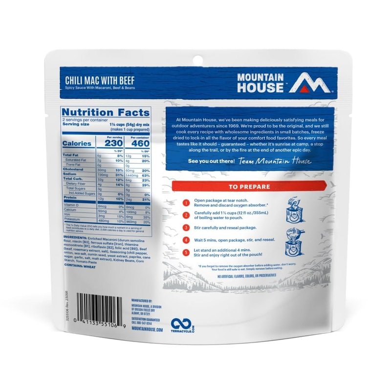 Mountain House Chili Mac with Beef | Freeze Dried Backpacking & Camping Food | 6-Pack