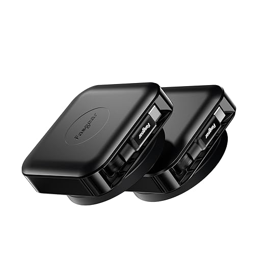 Fasgear Retractable USB C Cable Desk Mount 2 Pack 4.6ft Black | 60W PD/PPS Fast Charging 360° Rotatable Flat Cable USB C 2.0 Type C Cable i-Phone 17 16 15 Pro/i-Pad/Mac-Book/Sam-sung