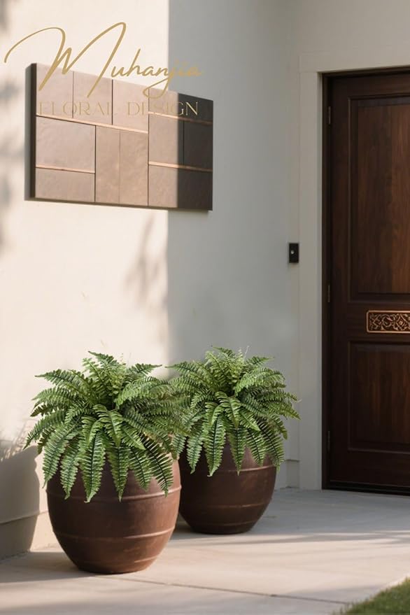 35" Silky Artificial Boston Fern Bush,Set of 2, Fake Fern Large Hanging Plant That Look Real for Outdoors Home Decor,40Branches. (35" 2Pcs40Fronds)