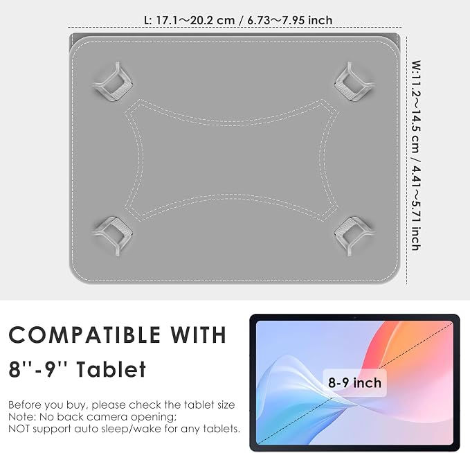 DETUOSI Universal 8.0 inch Tablet Case 8.7 inch Tablet Cover Travel Portable Protective Folio PU Leather Stand Shell Case【with 4 Fixed Rings】for All Kinds of 8.0-8.7 inch Android/iOS/Windows Tablets