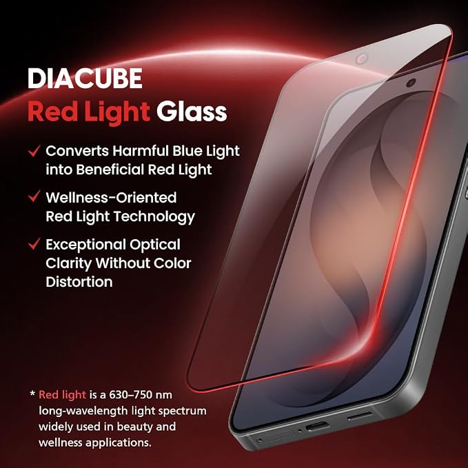 2-Pack Red Light Converter Screen Protector for Samsung Galaxy S23 Quantum Dot Technology Converts Blue Light to Red Light for Better Sleep &amp Eye Comfort 9H Tempered Glass with Easy-Install Fram
