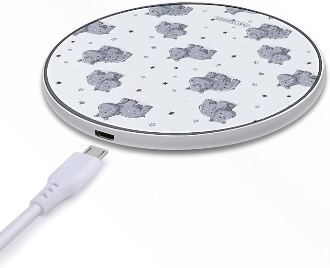 Hippo Print Wireless Charger SlimWireless Charging Pad Anti-Slip Charger Mat for Men Women