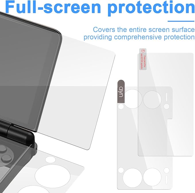2pcs Screen Protectors for Handheld Console (Upper + Lower Screen) | Glass Dual Display with Anti-Scratch HD Clear &amp Bubble-Free with Cleaning Accessories