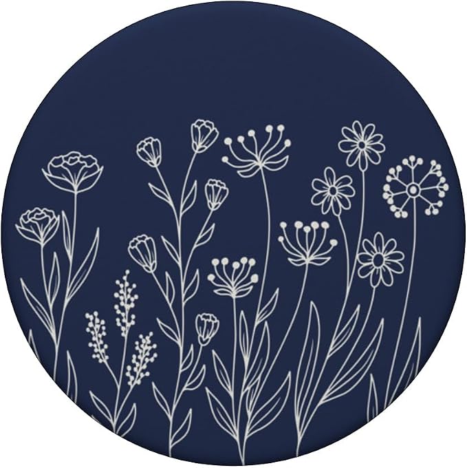 Navy Blue Aesthetic Cute Wildflowers Women Floral Daisy PopSockets Adhesive PopGrip