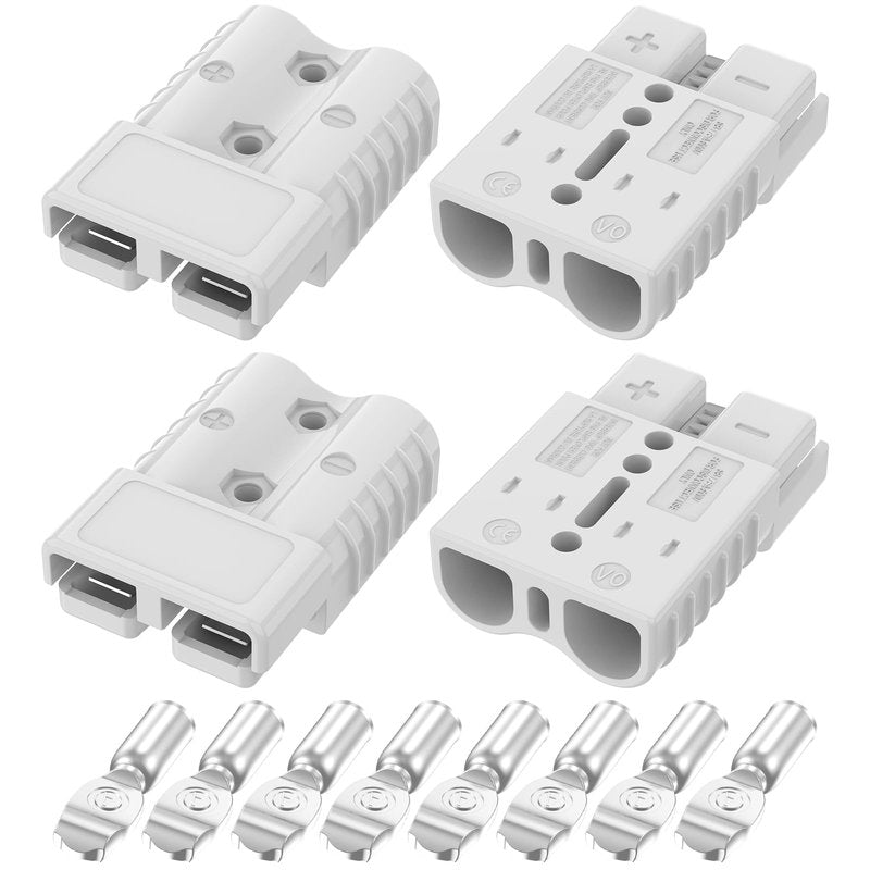 furwishlisting Anderson Connector 175A 600V Battery Quick Connect/Disconnect for 1/0-4 AWG Cables, Anderson Plug for Winch, Trailer, RV, Forklift (Gray, 4 PCS)