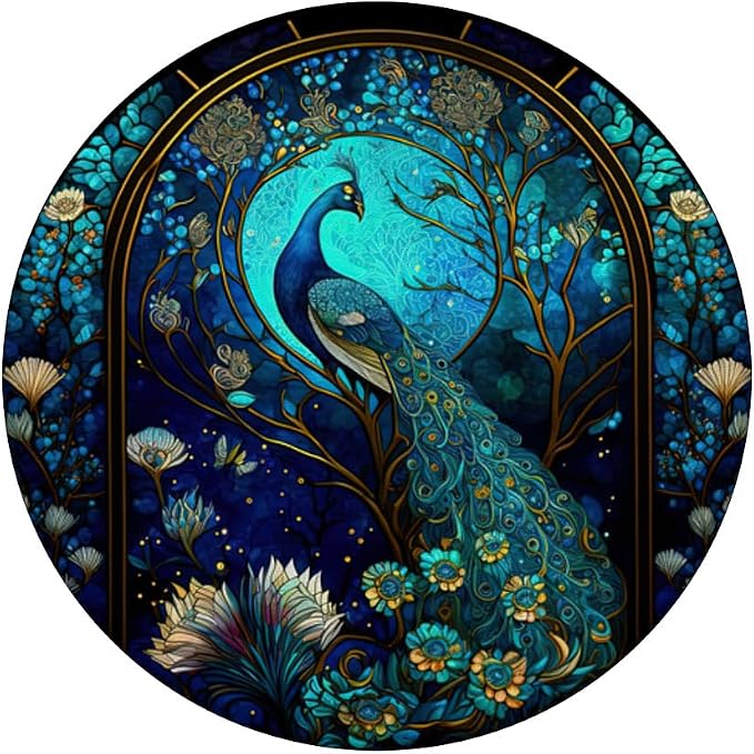 Galaxy Peacock Mysterious Floral Peacock Moon PopSockets Adhesive PopGrip