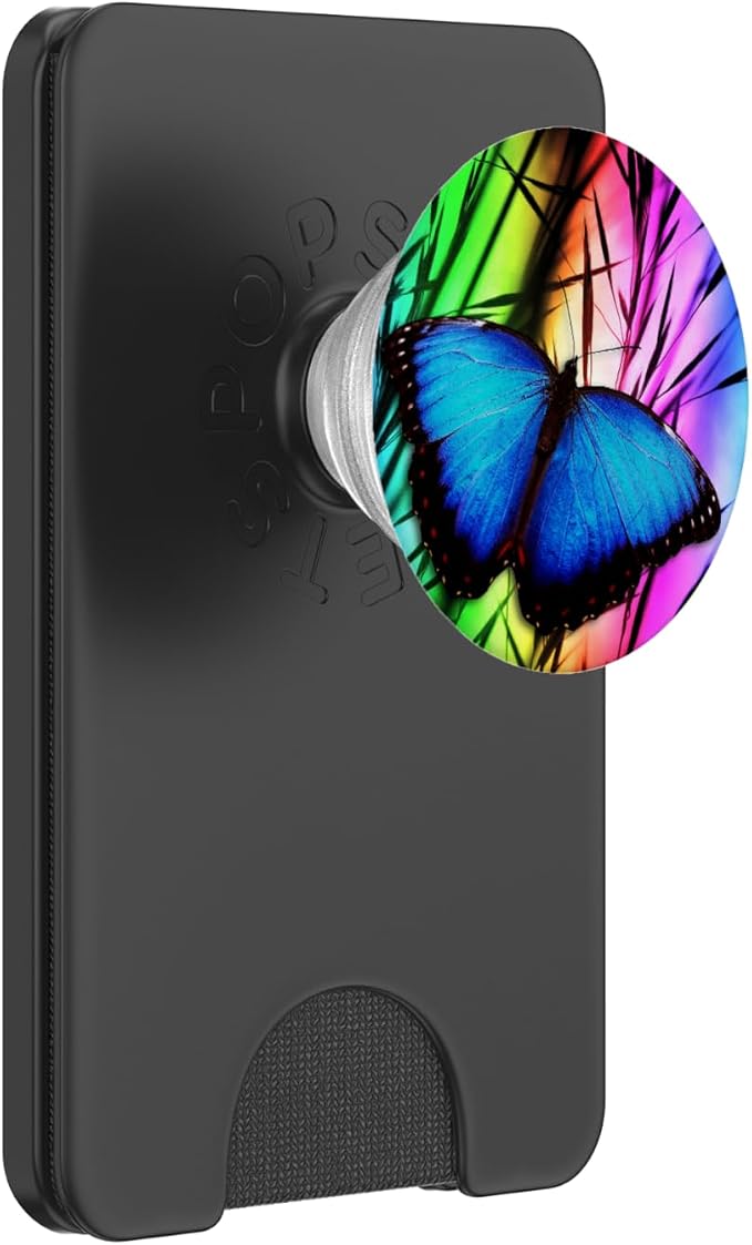Butterfly Phone Grip Pop Out Holder Rainbow Butterfly Blue PopSockets Adhesive PopGrip