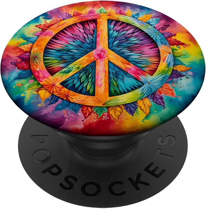 Peace Sign Rainbow Tie-Dye Inspired Design PopSockets Adhesive PopGrip