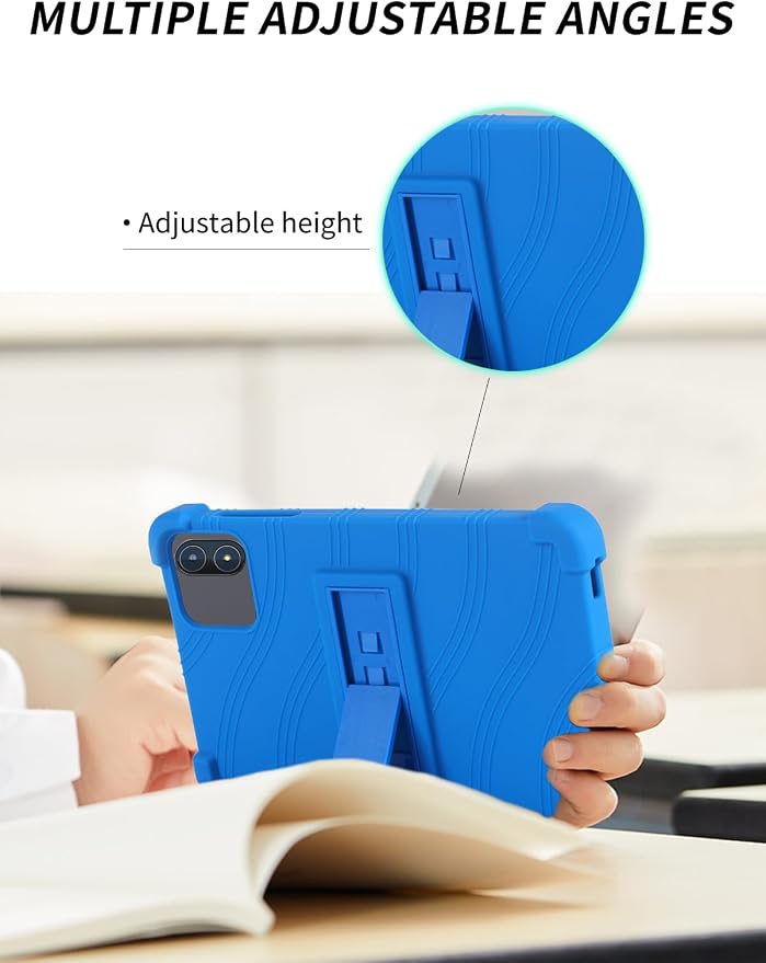 Case for Zuleisy E8A Android 15 Tablet 8.7 inch，WUNIAK Shock Proof Lightweight Stand Rubber Shell Protective CoverKids Friendly Soft Silicone Adjustable Stand CoverBlack