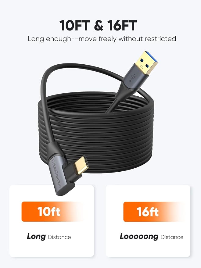 CableCreation for Quest 2/Quest Pro Link Cable 10FT 5Gbps USB C Cable | Highly Speed Data Transfer Fast Charging Compatible with DJI Avata Printer Camera Cellphone HDD etc