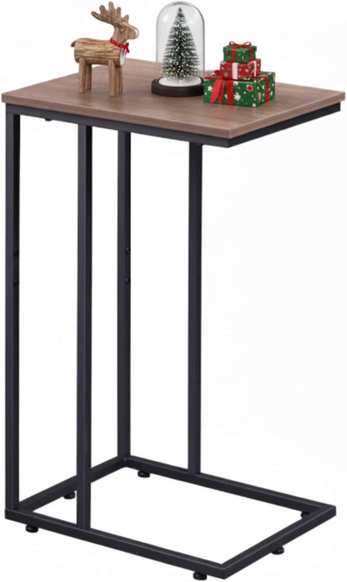 WLIVE C Shaped End Table, Small Side Tables for Sofa and Bed, Couch Table That Slides Under for Living Room, Bedroom, Home Office, Small Spaces