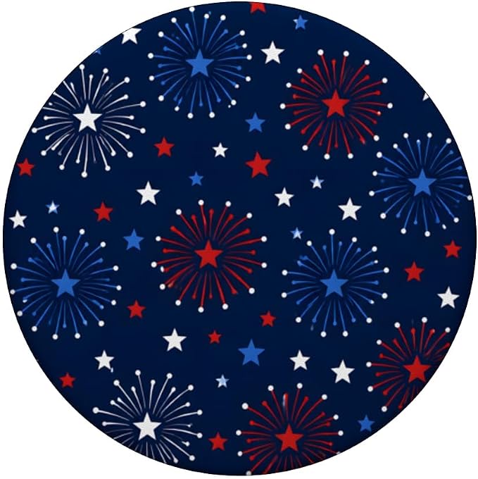 Firework Star Pattern Patriotic 4th of July Red White Blue PopSockets PopGrip for MagSafe