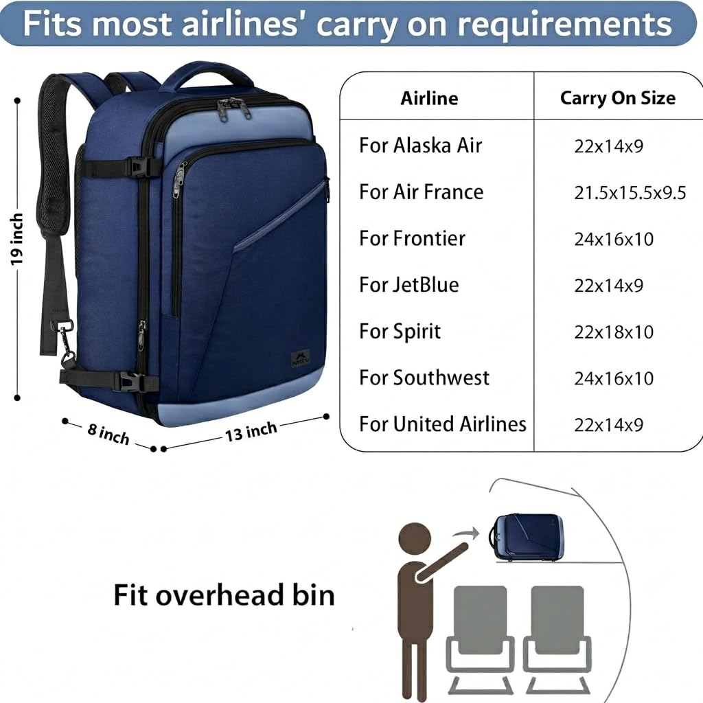 MATEIN Expandable Travel Backpack, Large Capacity Carry on Backpack for Men