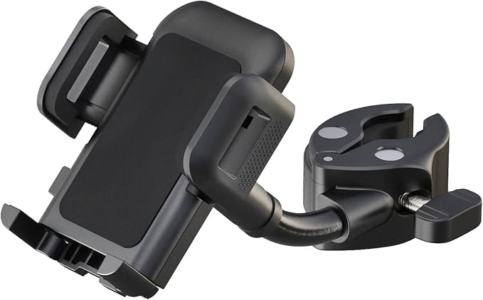 K&ampM Konig &amp Meyer Smartphone Holder | Black Phone Holder with Quick Release Button | Phone Stand with 360 Degrees Rotation | 0.21kg