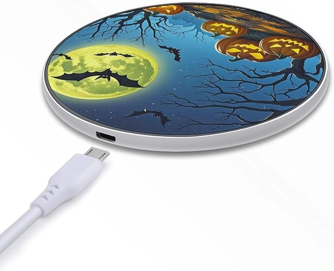 Strange Night Wireless Charger Portable 10W Fast Wireless Charging Pad Compatible with Phone Ultra-Thin Charging Station Lightweight Charger Mat for Travel Home Office Desk