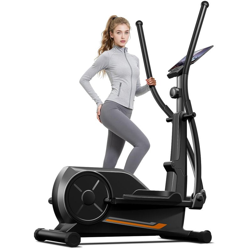 Elliptical Exercise Machine, Elliptical Training Machine for Home with Hyper-Quiet Magnetic Driving System, Elliptical with 12IN Stride & LCD Monitor, 350LBS Weight Capacity