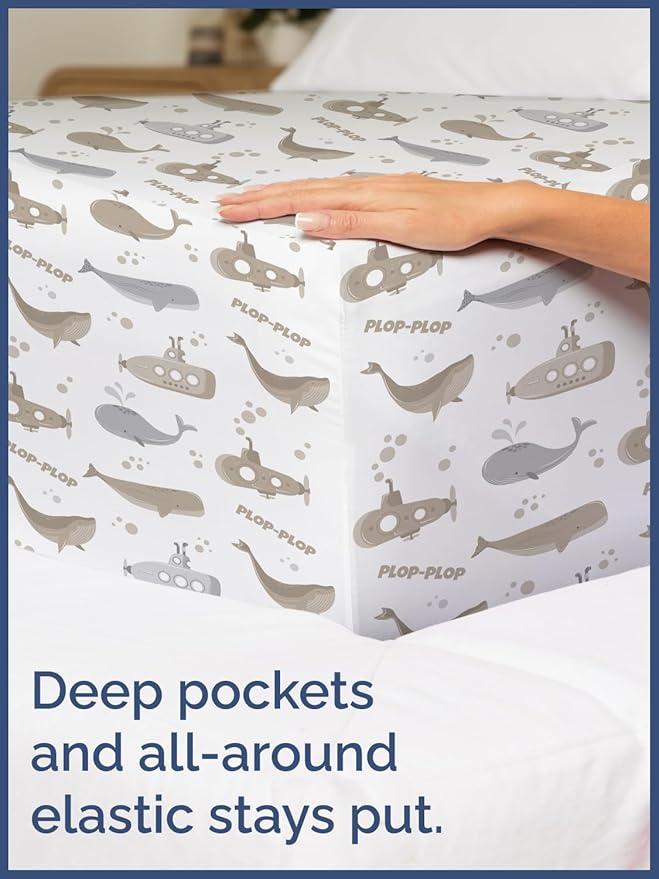 Kids Submarines Queen 4 Piece Sheet Set - Boys, Girls, Teens, Toddler - Easy Fit Deep Pockets - Breathable, Hotel Quality Kids Sheets - Machine Washable - Wrinkle Free - Cute, Cozy, Soft - CGK Linens