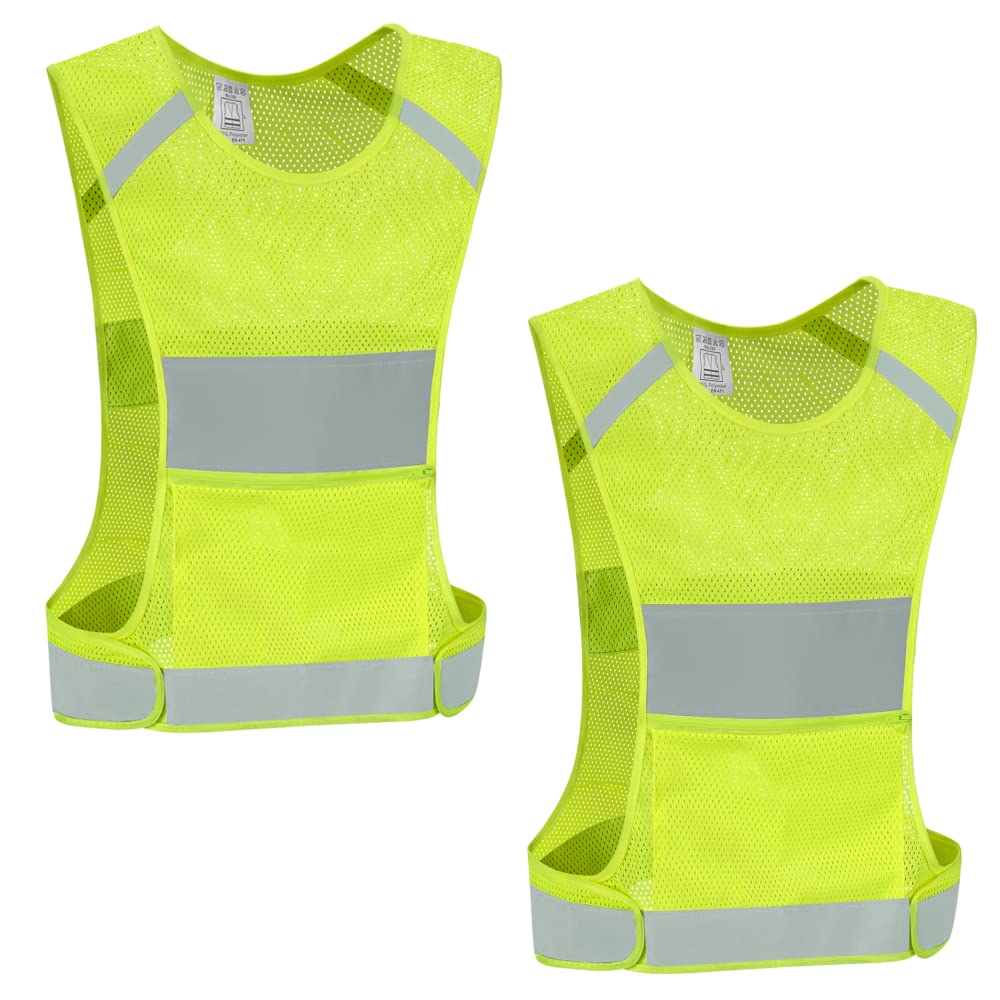 IDOU 2Pack Reflective Running Safety Vest, High Vis for Walking Cycling L