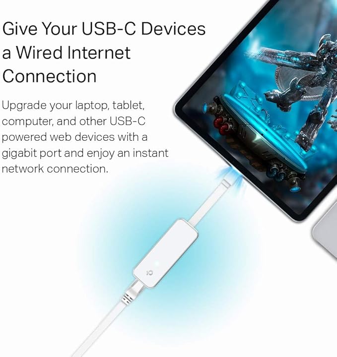 TP-Link USB C to Ethernet Adapter(UE300C), RJ45 to USB C Type-C Gigabit Ethernet LAN Network Adapter, Compatible with MacBook Pro 2017-2020, MacBook Air, Surface, Dell XPS and More