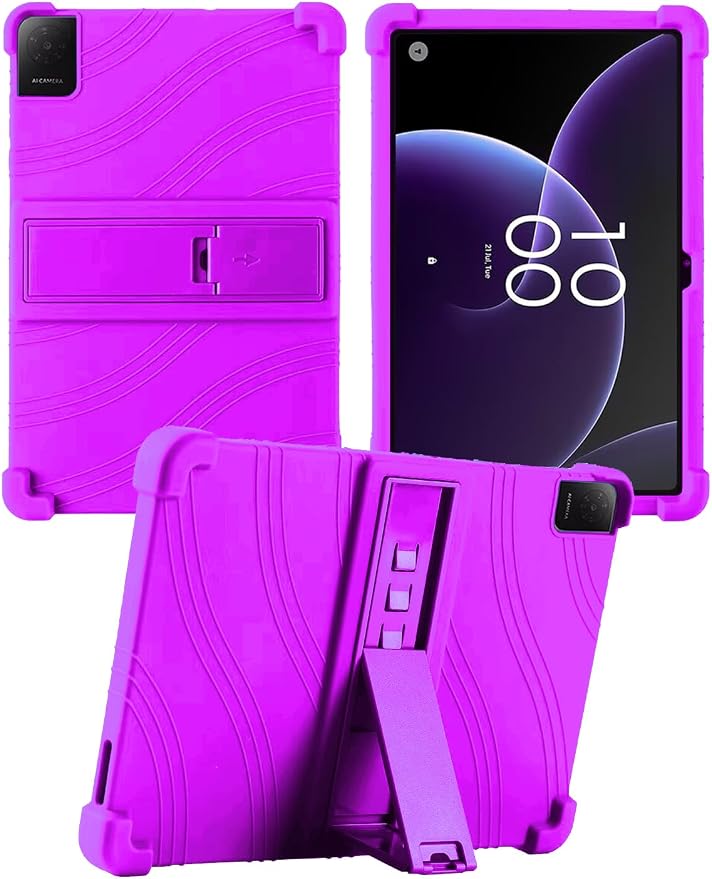 Case for TCL Tab 10L Gen 4 (Model 8483A) 10.1 Inch Tablet Soft Silicone Heavy Duty Shockproof Protective Cover with Adjustable Kickstand (Black)
