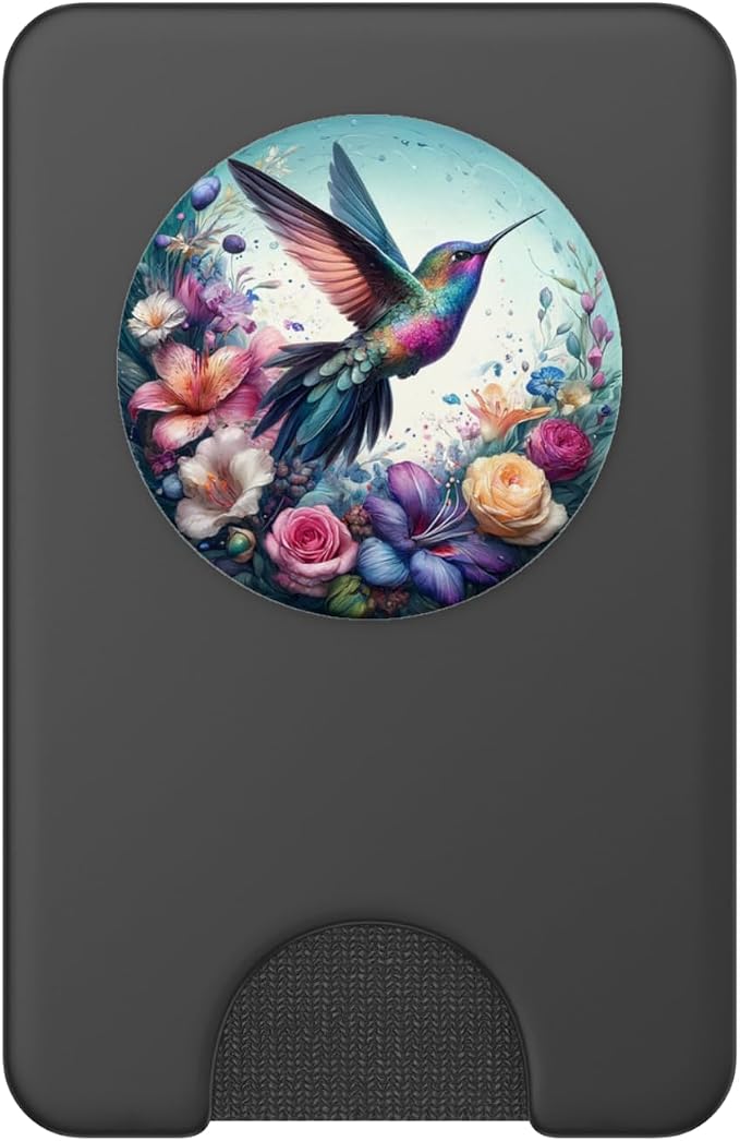 Aesthetic Floral Flowers Hummingbird Illustration Art PopSockets Adhesive PopGrip