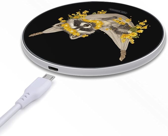 Raccoon Floral Wireless Charger Portable Charging Pad | LightweightAll Smartphone