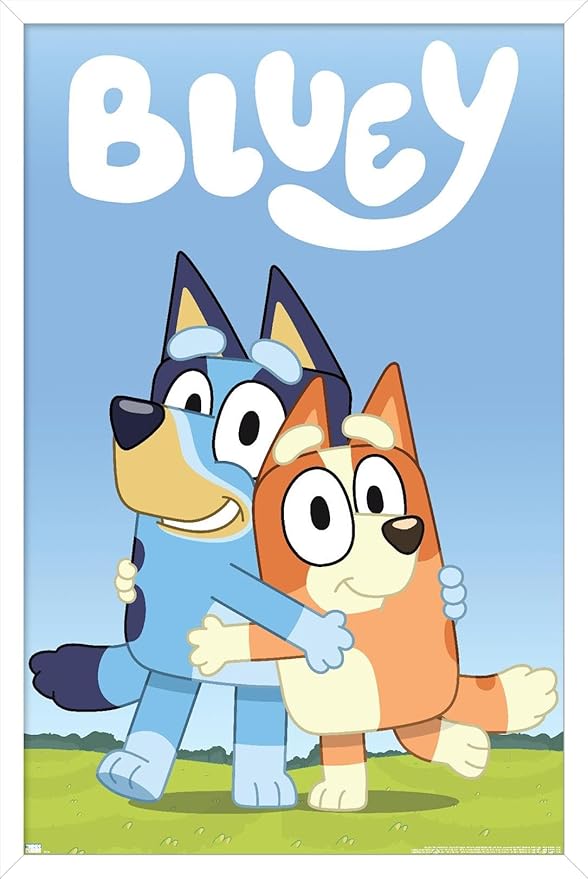 Bluey - Hug Wall Poster, 22.4L" x 14.7W", White Framed Version