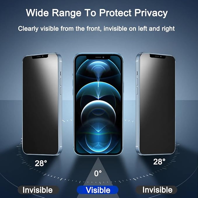 2 Pack Compatible with iPhone 12 Pro Max 6.7 Matte Privacy Screen Protector Anti-Glare Anti-Spy Scratch Resistant Tempered Glass Film Anti-Shatter Rounded Edge Full Coverage