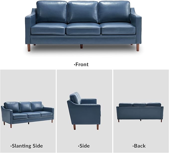 Kingfun Living Room Furniture Sets, Armchair and 2 Loveseat, Mid Century Modern Sofa Set, Faux Leather Couch with Solid Wood Frame for Living Room & Bedroom, Royal Blue