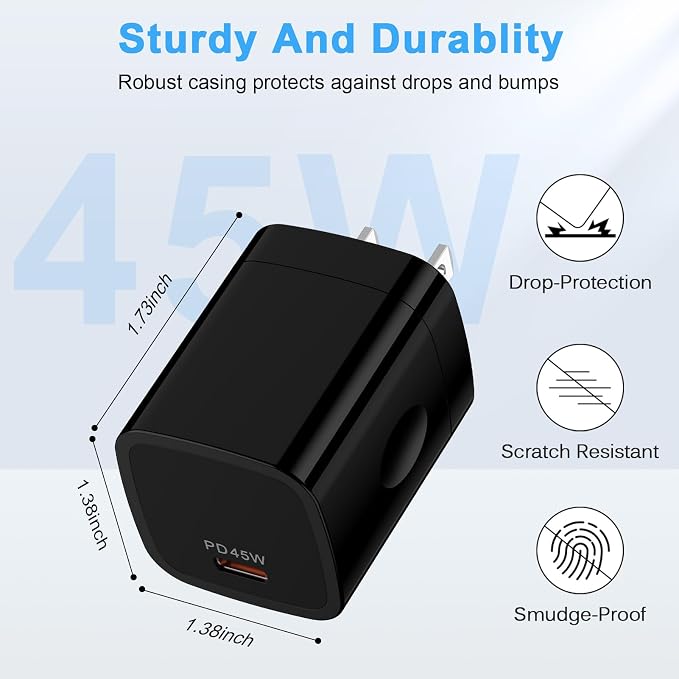 45W Super Fast Charger for Moto Edge 2026 Razr+2026 Edge 70 Pro+ Razr Ultra 2026 Razr 70 Ultra G Stylus 2026Samsung Galaxy A37/S26Ultra/A36/S25USB Type C Fast Charging Block with 6FT USBC to C Cable