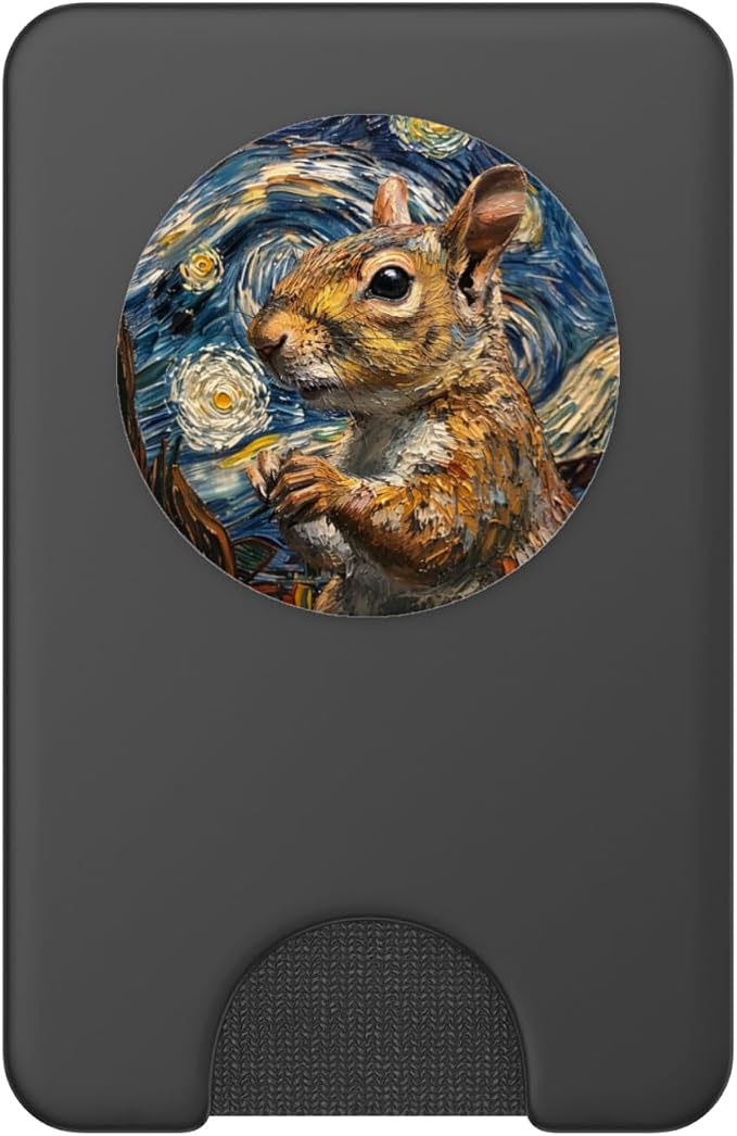 Starry Night Van Gogh Style Squirrel Portrait PopSockets Adhesive PopGrip