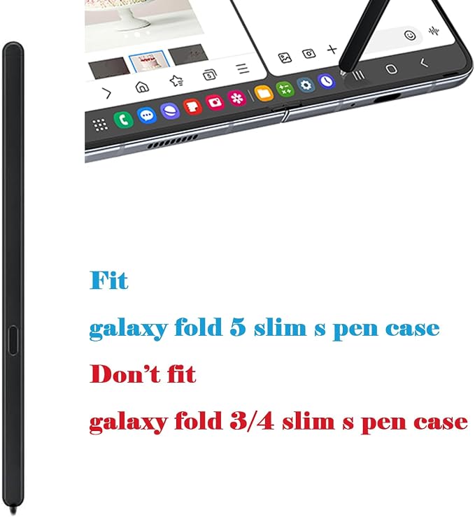 Galaxy Z Fold 5/6 Stylus Pen Fold Edition for Samsung Galaxy Z Fold5 5G Slim S Pen Galaxy S Pen 5/6 Fold Edition Touch Stylus EJ-PF946BBEGWW with Nibs