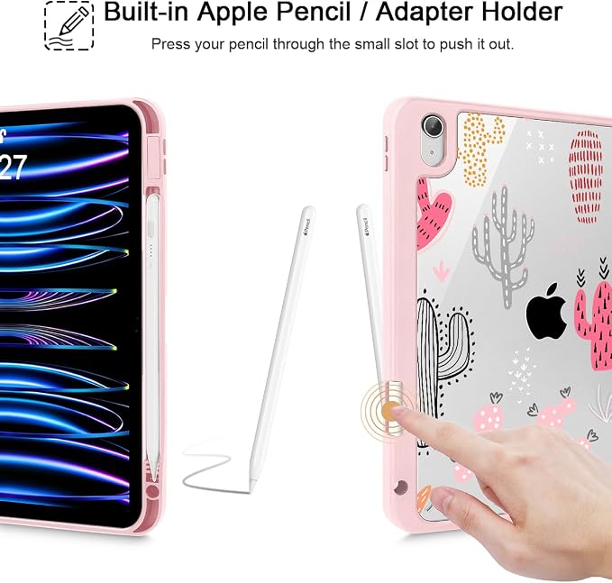Mektron Case for 2026 iPad Air 11 inch M4 8th (M3 2025 7th /M2 2024 6th) Compatible with iPad Air 10.9 (2022 5th Gen /2020 4th Gen) Shockproof Clear Shell Blue Bows &amp Flowers