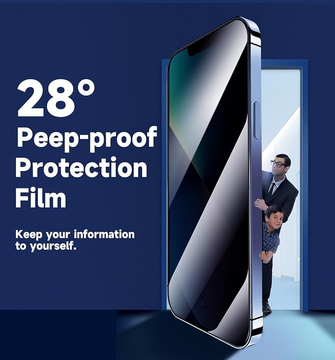 MAGIC JOHN Privacy 2 Pack for iPhone 13/13Pro/14/16e Glass Screen Protector | 6.1 inchEasy InstallationAuto Dust-EliminationBubble FreeTempered Glass