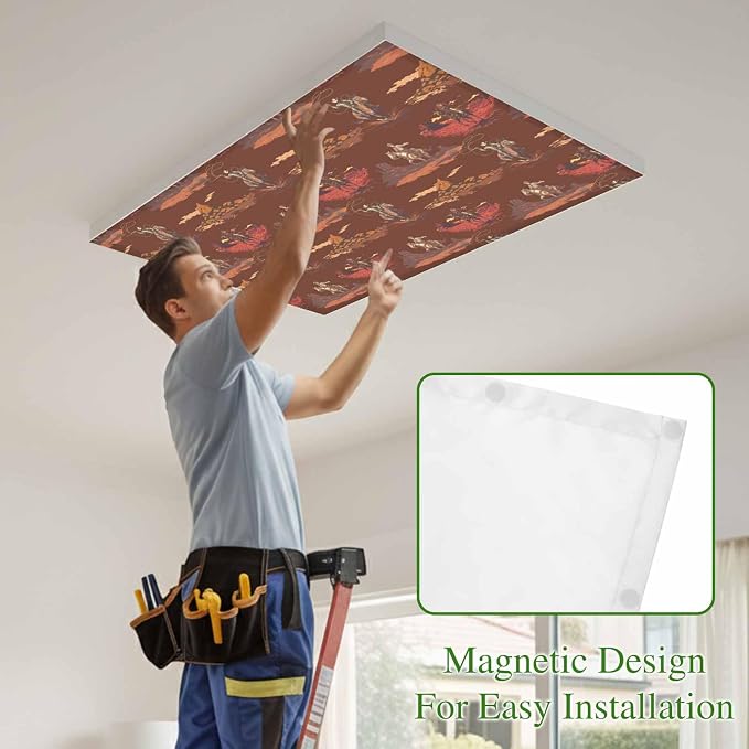 Cowboys Horses 3 Pcs Fluorescent Light Covers 4 x 2 Feet, Desert Ethnic Winds