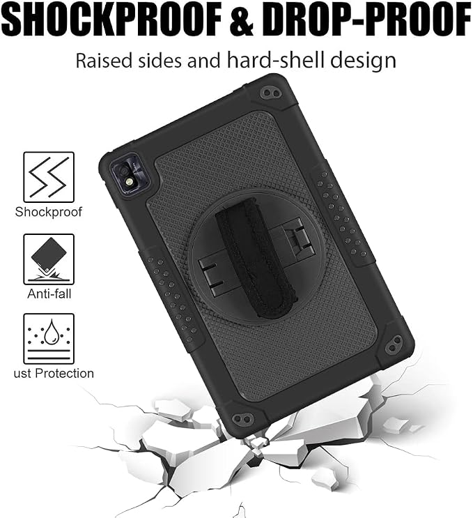 for Nokia T20 Tablet CaseHeavy-Duty Shockproof Hybrid Rugged Protective Case for Nokia T21/TCL Tab Pro 5G(Model: 9198S)/VASTKING KingPad M10 10.36 inch Tablet (Black/Black)