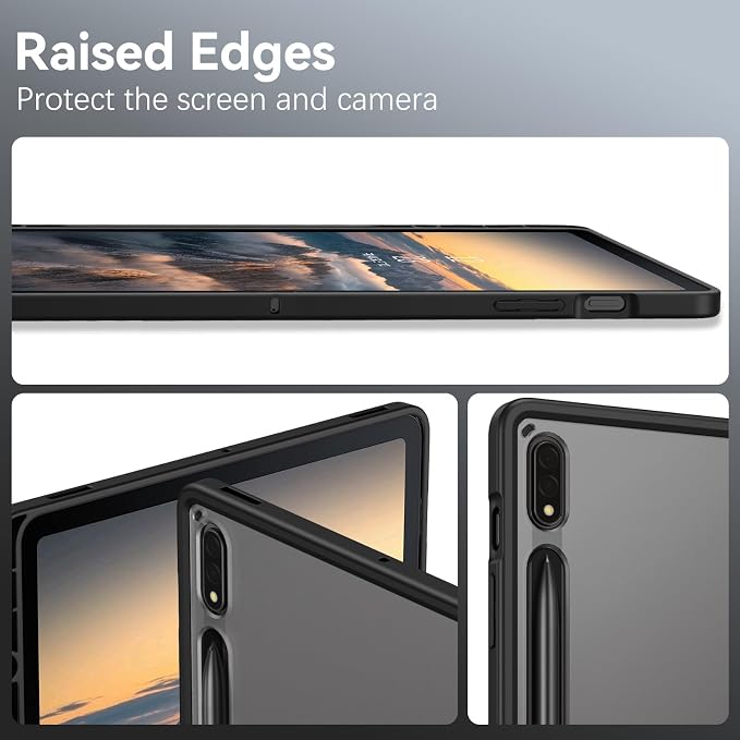 Telaso for Samsung Galaxy Tab S8 2022/Tab S7 2020 11 Inch Magnetic Case with Pen Holder Translucent Matte Back Soft TPU Bumper Protective Samsung Galaxy Tab S8/Tab S7 Case Black