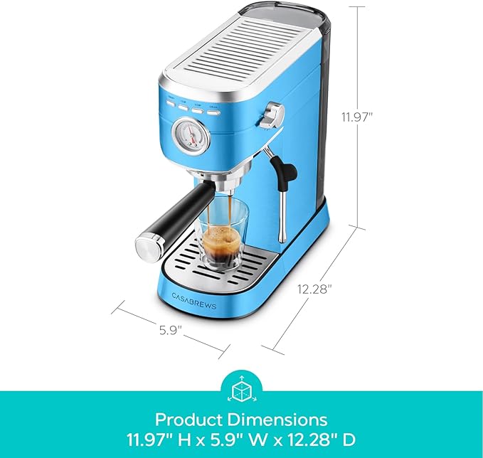 CASABREWS PFAS-Free Espresso Machine with Milk Frother Steam Wand